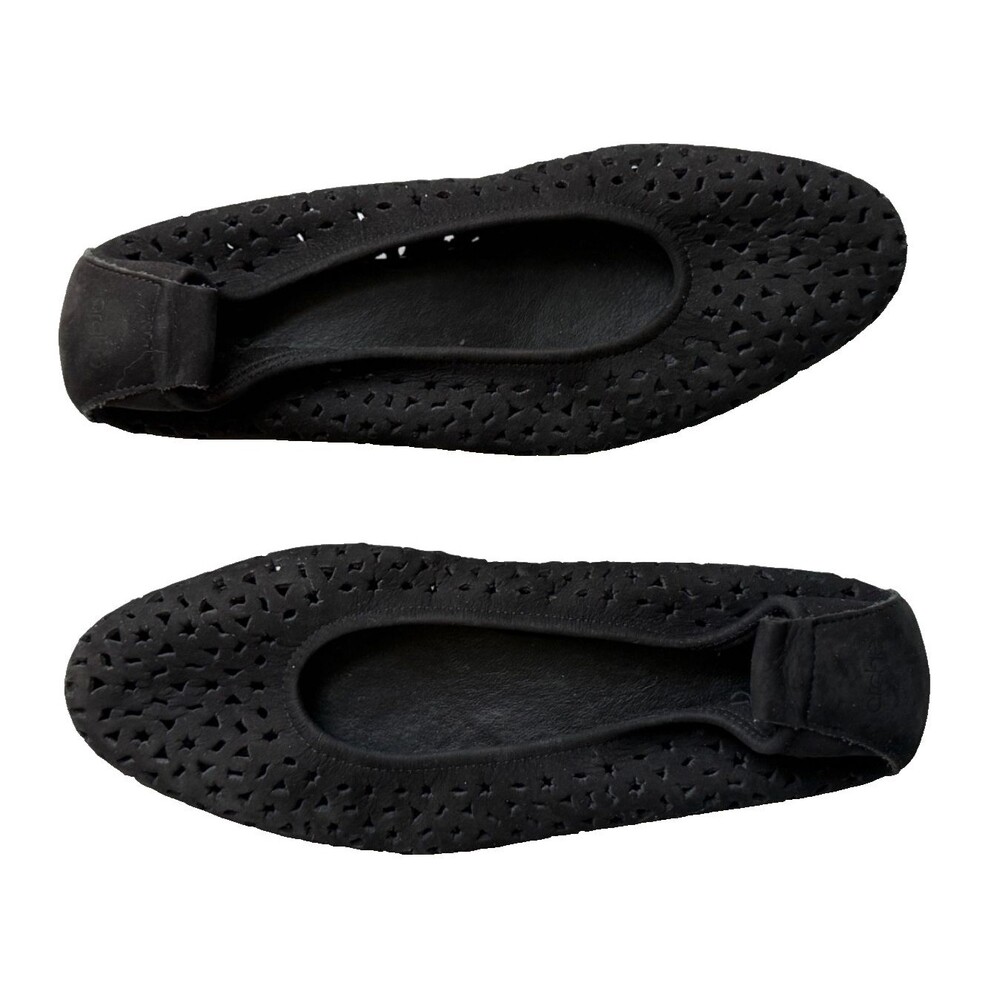 ARCHE Lilly Midnight Water Black Nubuck Perforated Ballet Flats EU 40 US 9.5
